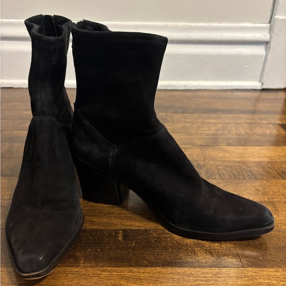 27 EDIT Naturalizer Berkley Suede Block Heel Booties Black - Picture 5 of 6